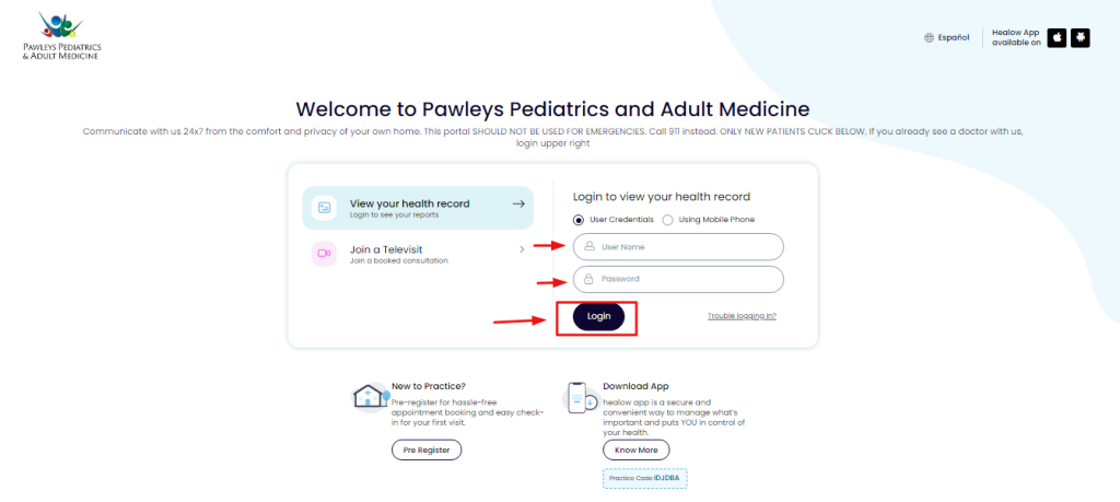 Pawleys Pediatrics Patient Portal