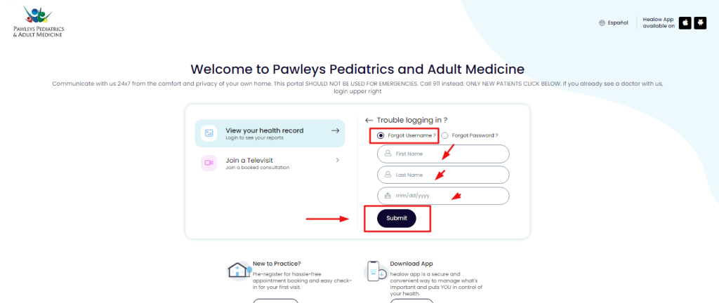 Pawleys Pediatrics Patient Portal