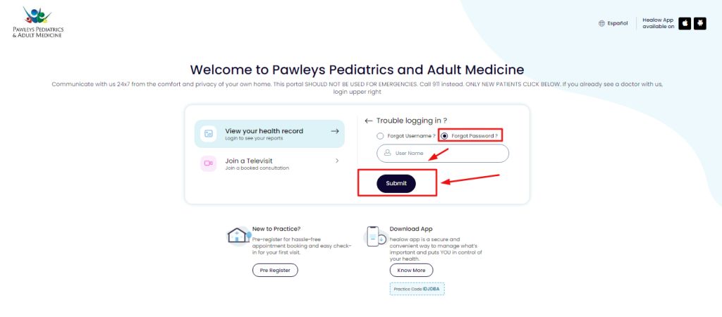 Pawleys Pediatrics Patient Portal